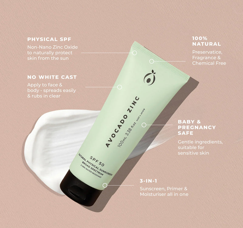 Avocado Zinc SPF 50 Natural Physical Sunscreen