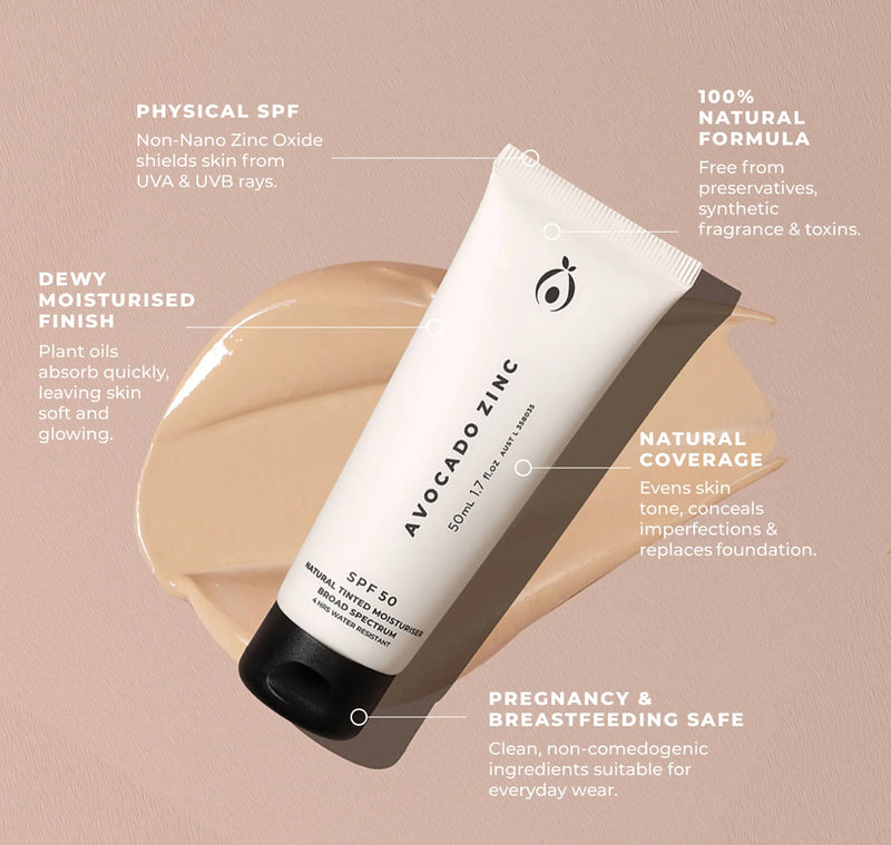 Avocado Zinc SPF 50 Natural Tinted Moisturiser