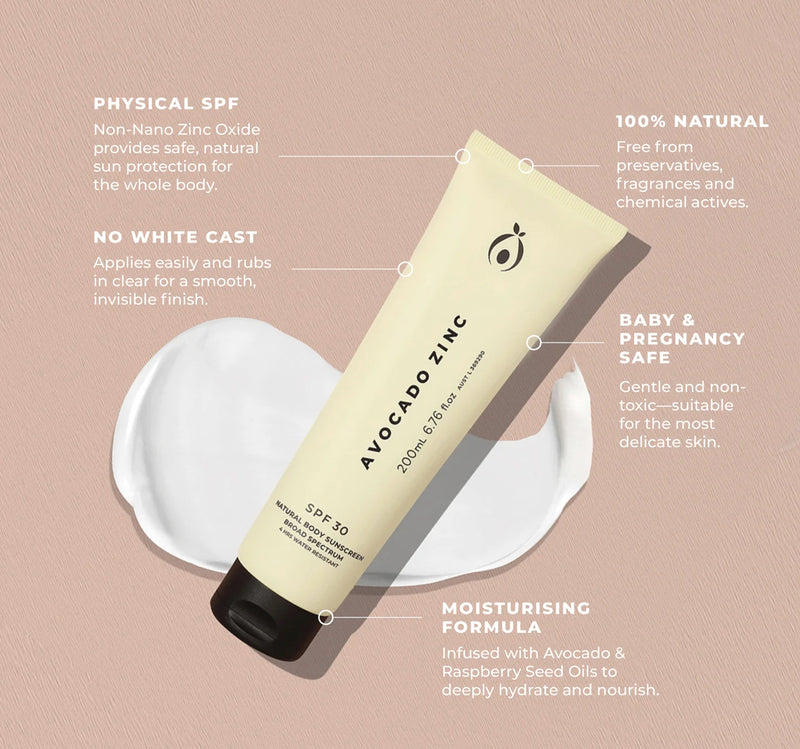 Avocado Zinc SPF 30 Natural Body Sunscreen