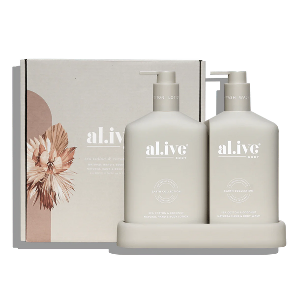 al.ive Wash & Lotion Duo- Sea Cotton and Coconut- Natural Stone